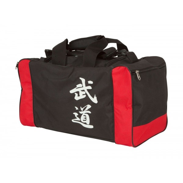 Sac de sport, sac polochon "Bushido" - 55 cm x 26 cm x 26 cm, noir-rouge 