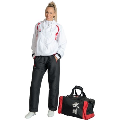 Sac de sport, sac polochon "Bushido" - 55 cm x 26 cm x 26 cm, noir-rouge  2