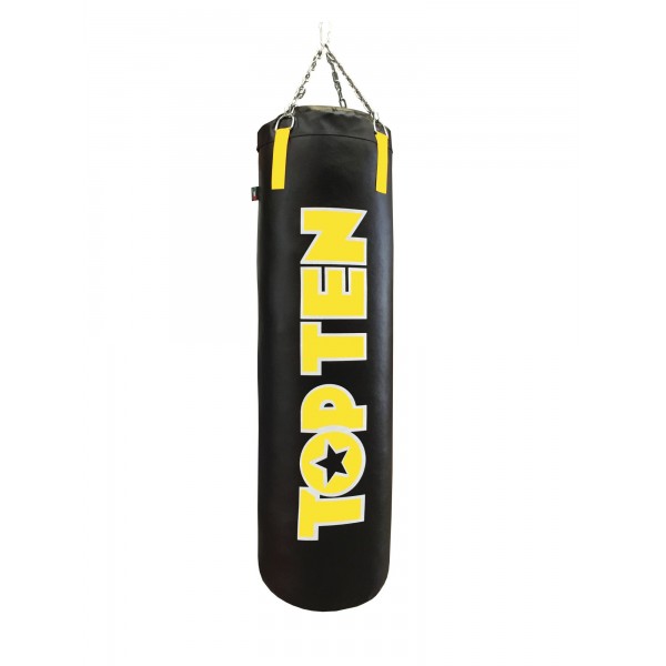 Sac de frappe, Heavy Bag "TOP TEN" (rempli) - noir-jaune, taille 120 cm 