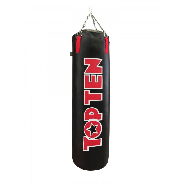 Sac de frappe, Heavy Bag "TOP TEN" (rempli) - noir-rouge, taille 120 cm 