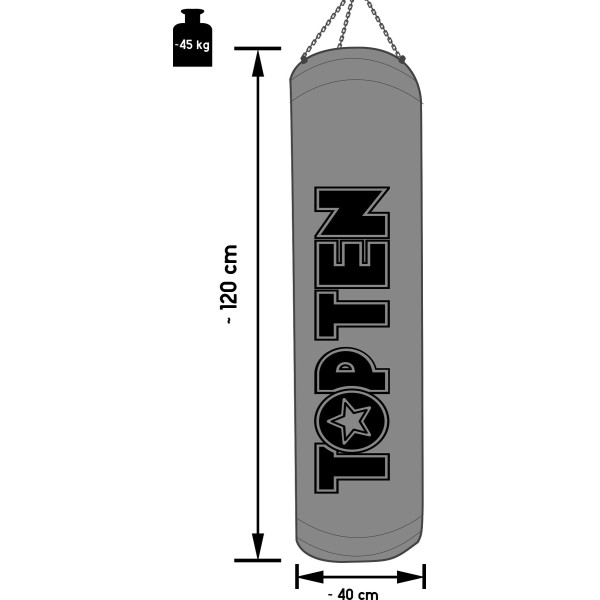 Sac de frappe, Heavy Bag "Cuir Véritable" (rempli) - noir, taille 120 cm 