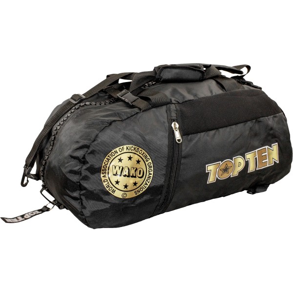 Ensemble sac à dos-sac de sport-sac polochon « WAKO » - 55 cm x 29 cm x 27 cm, noir-or 