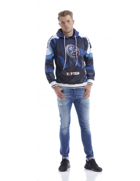 Sweat à capuche « WAKO » - bleu, taille L  Sweat à capuche « WAKO » - bleu, taille L