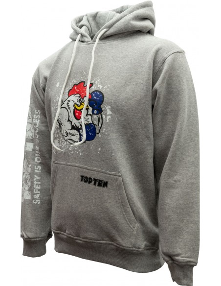 Sweat à capuche "Coq" - gris, taille S  Sweat à capuche "Coq" - gris, taille S