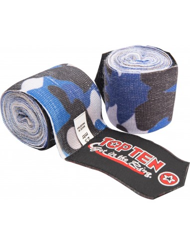 Hand-Wrap, bandage de boxe élastique "Militaire" - 5 cm x 250 cm, camouflage-bleu 