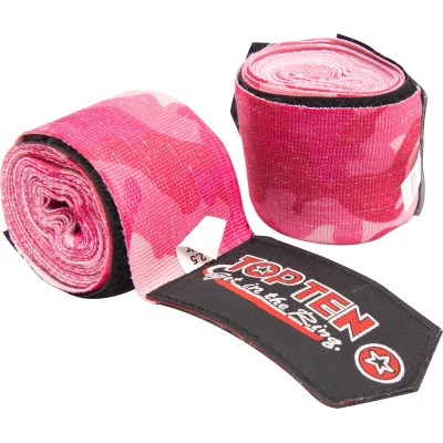 Hand-Wrap, bandage de boxe élastique "Militaire" - 5 cm x 250 cm, camouflage-rose