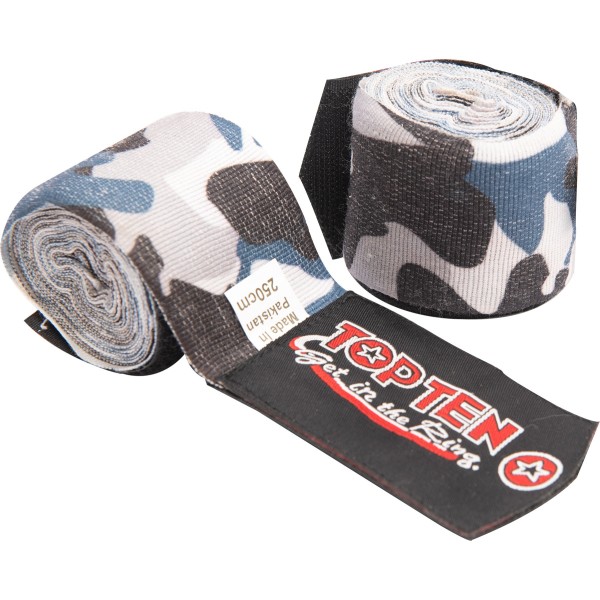 Hand-Wrap, bandage de boxe élastique "Militaire" - 5 cm x 250 cm, camouflage-noir 